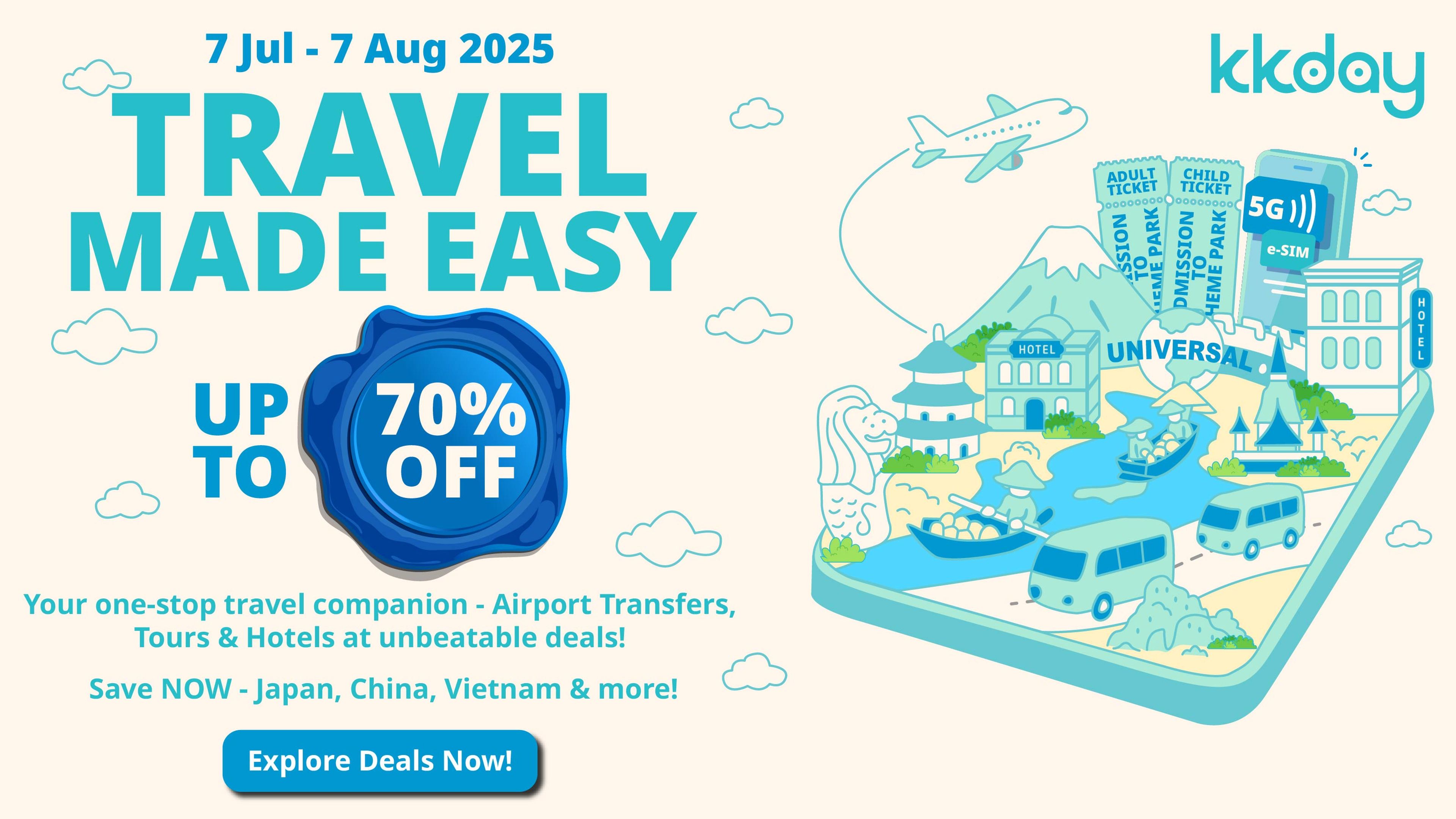 A banner image of KKday 70% OFF.