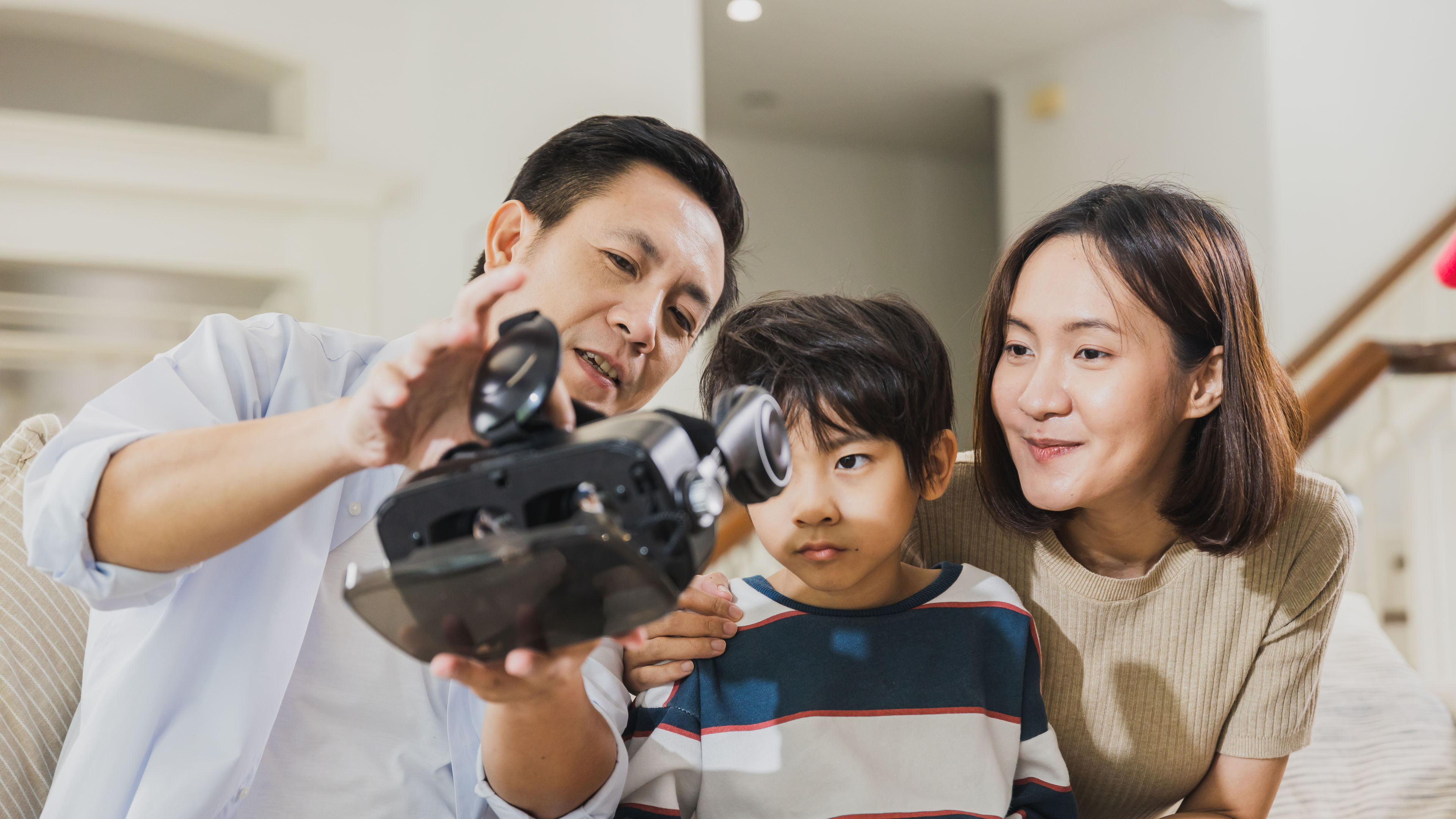 A family enjoying modern technology