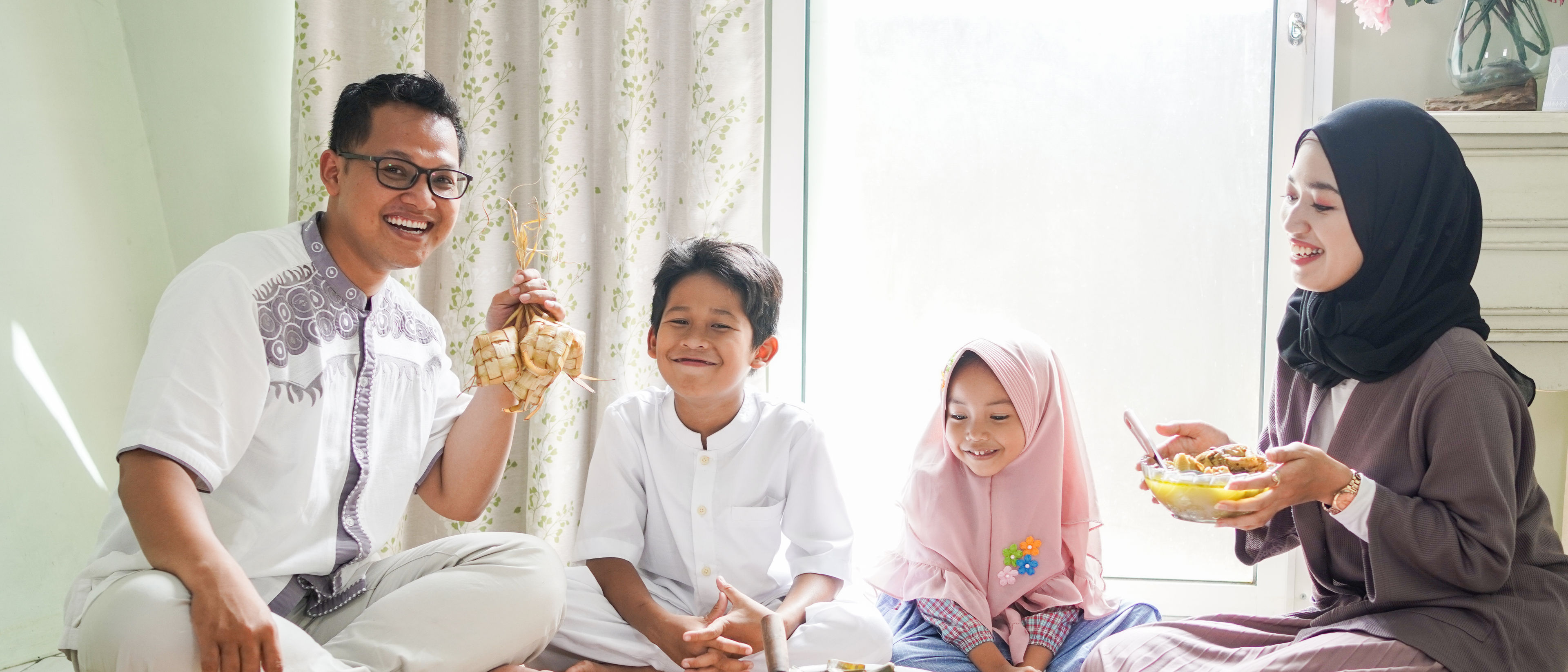 A family enjoying food