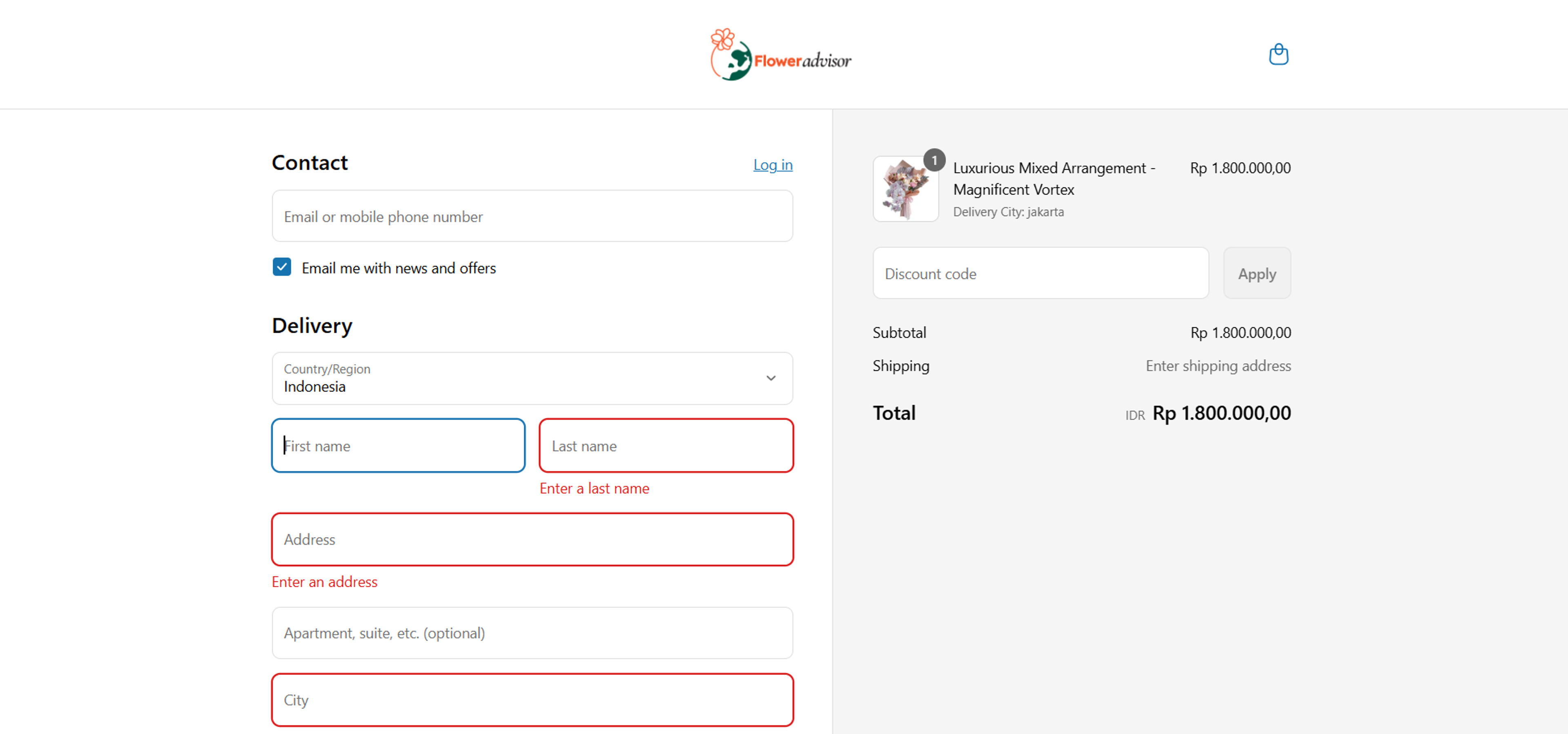 Cara menggunakan kupon untuk Floweradvisor